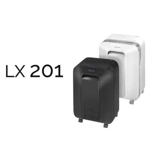 Distruggidocumenti uso moderato Fellowes LX201 - P-5 - 22 L - taglio a microframmenti 2x12 mm - nero 5050001